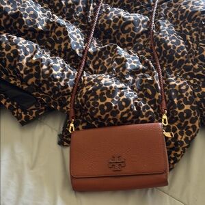 Tory Burch Brown Crossbody Bag with Gold Chain